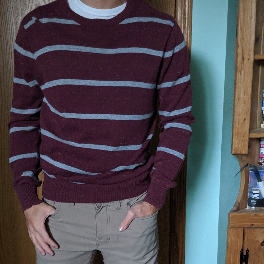 Maroon and grey sweater